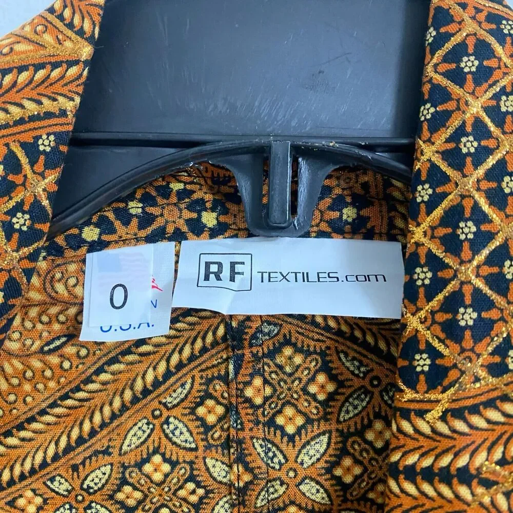 RF Textiles Gold Brown Kimono Blazer Open Cardigan Women's Size‎ 0 Tribal